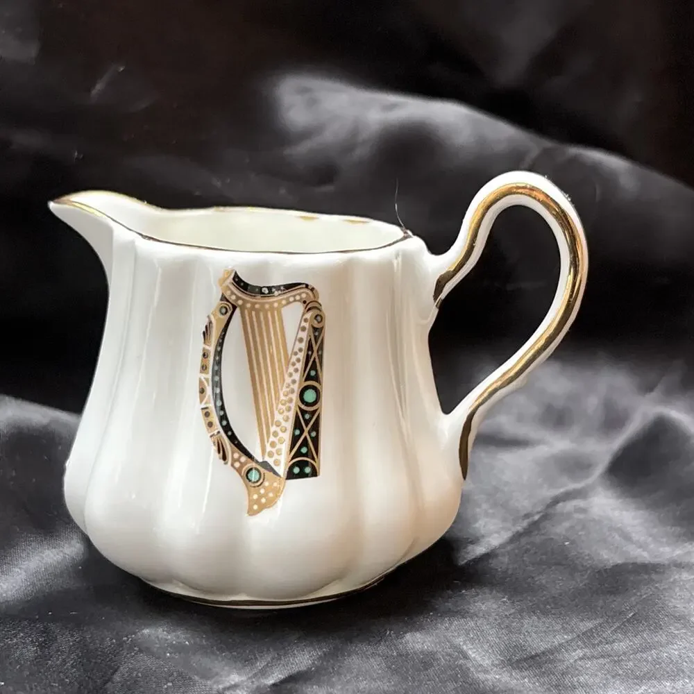 Royal Tara Ireland Small Creamer Porcelain IRISH HARP PATTERN 2.5” Celtic Harp